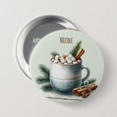 Gezellige Winter Cacaomarshmallow Scene Ronde Button 7,6 Cm (Voorkant /achterkant)