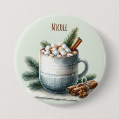 Gezellige Winter Cacaomarshmallow Scene Ronde Button 7,6 Cm (Voorkant)