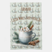 Gezellige Winter Cacaomarshmallow Scene Theedoek (Verticaal)