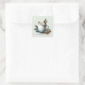 Gezellige Winter Cacaomarshmallow Scene Vierkante Sticker (Tas)