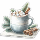 Gezellige Winter Cacaomarsmallow Mok Scene Sticker (Voorkant)