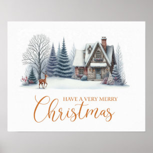 Gezellige Winter Chalet “Prettig Kerstfeest” Poster