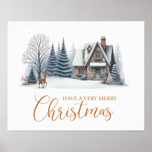 Gezellige Winter Chalet “Prettig Kerstfeest” Poster (Voorkant)