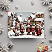 Gezellige Winter Cheer met Sneeuwmannen Vrienden Feestdagen Kaart