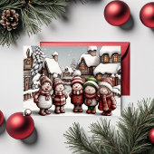 Gezellige Winter Cheer met Sneeuwmannen Vrienden Feestdagen Kaart