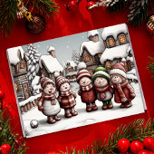 Gezellige Winter Cheer met Sneeuwmannen Vrienden Feestdagen Kaart