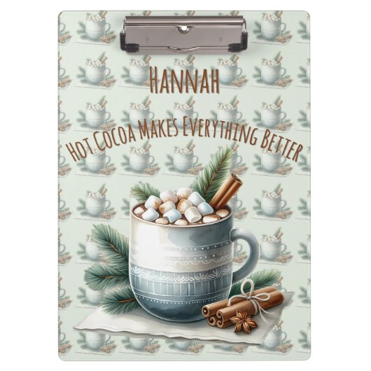 Gezellige Winter Cocoa Marshmallow Mok Scene Klembord (Voorkant)