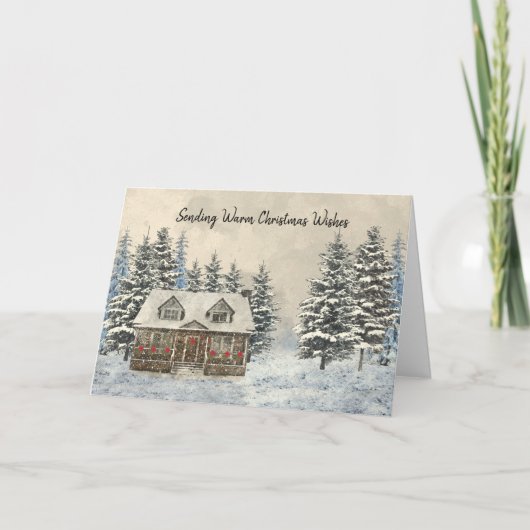 Gezellige Winter Cottage Christmas Kaart (Voorkant)