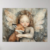 Gezellige Winter Fairy & Fox | Whimsical Woodland  Poster (Voorkant)
