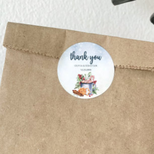 Gezellige Winter Heete Chocolade Sneeuwig Dank je Ronde Sticker