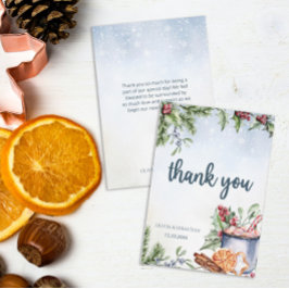 Gezellige Winter Hete Cacao Sneeuwrijke Bruiloft Bedankkaart