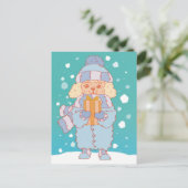 Gezellige Winter Hond Briefkaart (Staand voorkant)