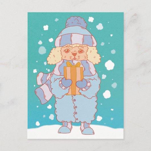 Gezellige Winter Hond Briefkaart (Voorkant)