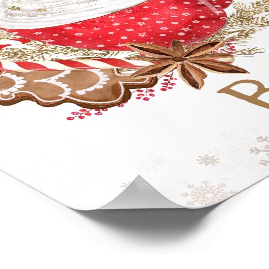 Gezellige winter Hot Cacao Bar Cookies Kerstmis Poster (Hoek)