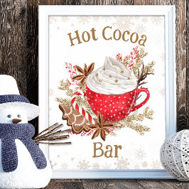Gezellige winter Hot Cacao Bar Cookies Kerstmis Poster