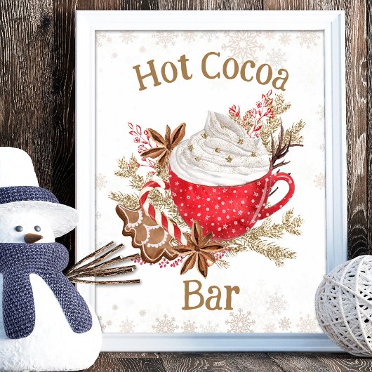 Gezellige winter Hot Cacao Bar Cookies Kerstmis Poster