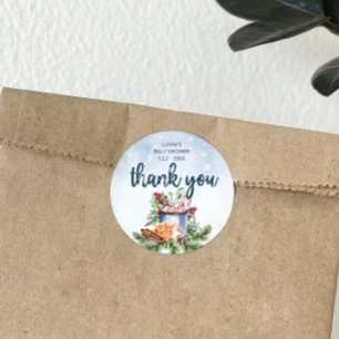 Gezellige Winter Hot Cocoa Snowly Baby shower dank Ronde Sticker