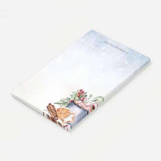 Gezellige winter Hot Cocoa Snowly gepersonaliseerd Post-it® Notes (Schuin)