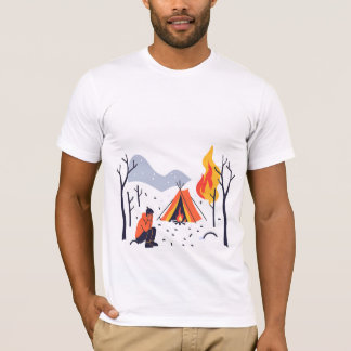 Gezellige Winter Kampvuur T-shirt Outdoor Camping 