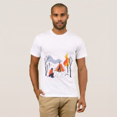 Gezellige Winter Kampvuur T-shirt Outdoor Camping  (Voorkant volledig)