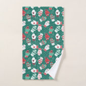 Gezellige Winter Kerst wanten Patroon in Groen Bad Handdoek (Handdoek)