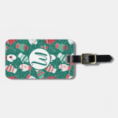 Gezellige Winter Kerst wanten Patroon in Groen Bagagelabel (Voorkant horizontaal)