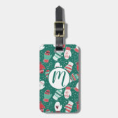 Gezellige Winter Kerst wanten Patroon in Groen Bagagelabel (Voorkant verticaal)