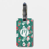 Gezellige Winter Kerst wanten Patroon in Groen Bagagelabel (Achterkant verticaal)