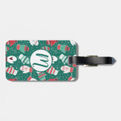 Gezellige Winter Kerst wanten Patroon in Groen Bagagelabel (Achterkant horizontaal)