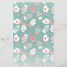Gezellige Winter Kerst wanten Patroon in Groen Briefpapier