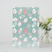Gezellige Winter Kerst wanten Patroon in Groen Briefpapier (Staand voorkant)