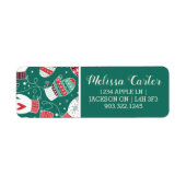 Gezellige Winter Kerst wanten Patroon in Groen Etiket (Voorkant)