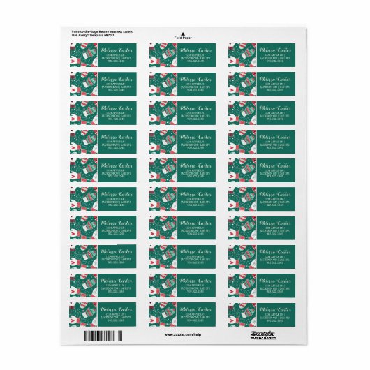 Gezellige Winter Kerst wanten Patroon in Groen Etiket (Full Sheet)