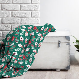Gezellige Winter Kerst wanten Patroon in Groen Fleece Deken