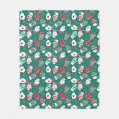 Gezellige Winter Kerst wanten Patroon in Groen Fleece Deken (Voorkant)