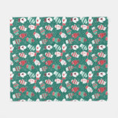 Gezellige Winter Kerst wanten Patroon in Groen Fleece Deken (Voorkant (Horizontaal))