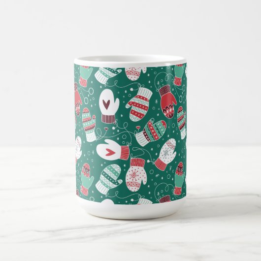 Gezellige Winter Kerst wanten Patroon in Groen Koffiemok (Center)