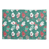 Gezellige Winter Kerst wanten Patroon in Groen Kussensloop (Achterkant)