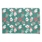 Gezellige Winter Kerst wanten Patroon in Groen Kussensloop (Voorkant)