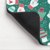 Gezellige Winter Kerst wanten Patroon in Groen Muismat (Hoek)