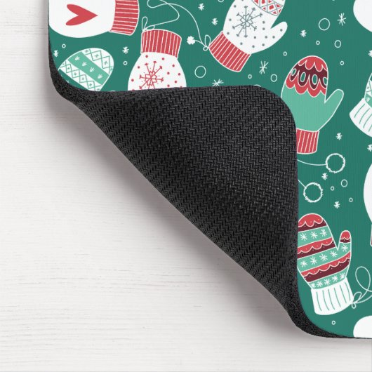 Gezellige Winter Kerst wanten Patroon in Groen Muismat (Hoek)