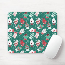 Gezellige Winter Kerst wanten Patroon in Groen Muismat