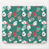 Gezellige Winter Kerst wanten Patroon in Groen Muismat (Voorkant)