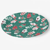 Gezellige Winter Kerst wanten Patroon in Groen Papieren Bordje (Gekanteld)