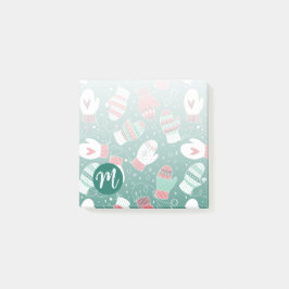 Gezellige Winter Kerst wanten Patroon in Groen Post-it® Notes