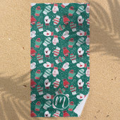 Gezellige Winter Kerst wanten Patroon in Groen Strandlaken