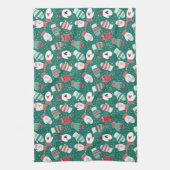 Gezellige Winter Kerst wanten Patroon in Groen Theedoek (Verticaal)