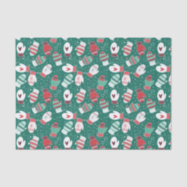 Gezellige Winter Kerst wanten Patroon in Groen Tissuepapier