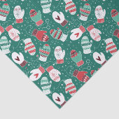 Gezellige Winter Kerst wanten Patroon in Groen Tissuepapier (Detail)