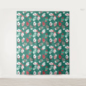Gezellige Winter Kerst wanten Patroon in Groen Wandkleed (Voorkant)
